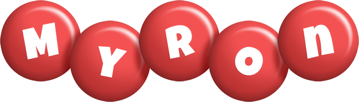 Myron candy-red logo