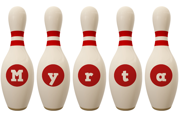 Myrta bowling-pin logo