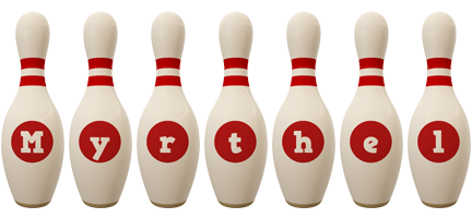 Myrthel bowling-pin logo