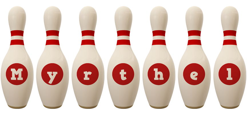 Myrthel bowling-pin logo