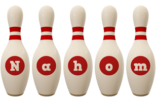 Nahom bowling-pin logo
