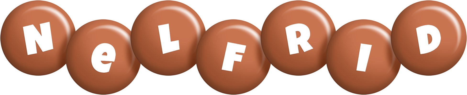 Nelfrid candy-brown logo