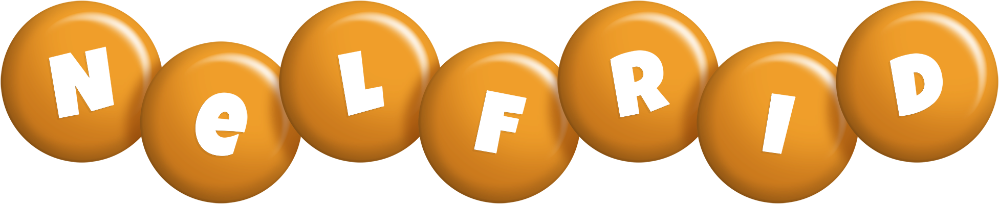 Nelfrid candy-orange logo