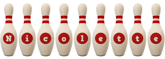 Nicolette bowling-pin logo