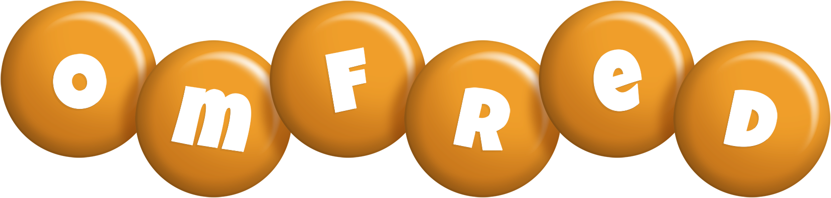 Omfred candy-orange logo