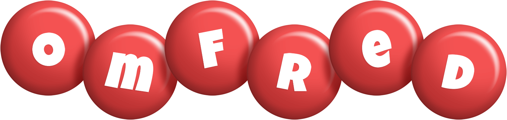 Omfred candy-red logo