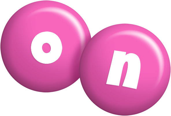 On candy-pink logo