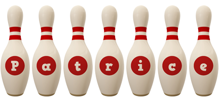 Patrice bowling-pin logo