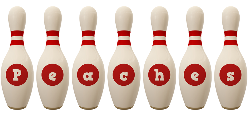Peaches bowling-pin logo