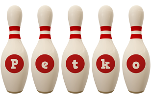 Petko bowling-pin logo