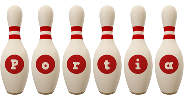 Portia bowling-pin logo