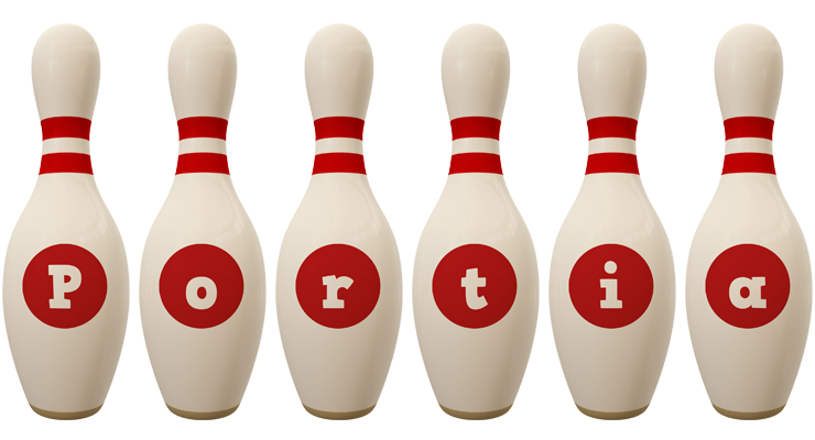 Portia bowling-pin logo