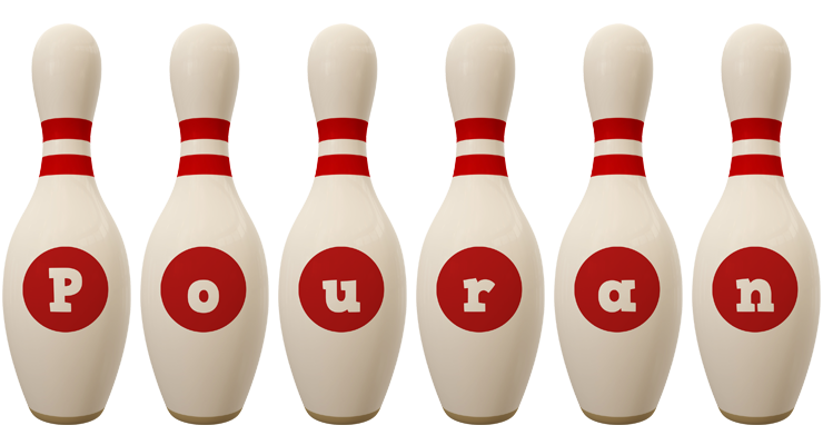 Pouran bowling-pin logo