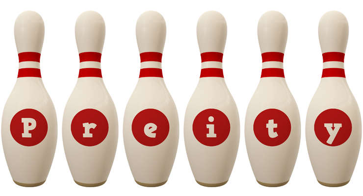 Preity bowling-pin logo