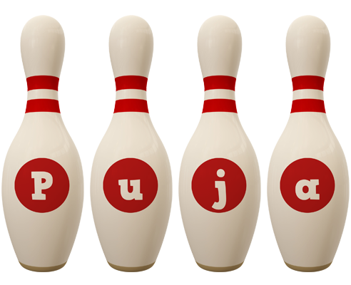Puja bowling-pin logo