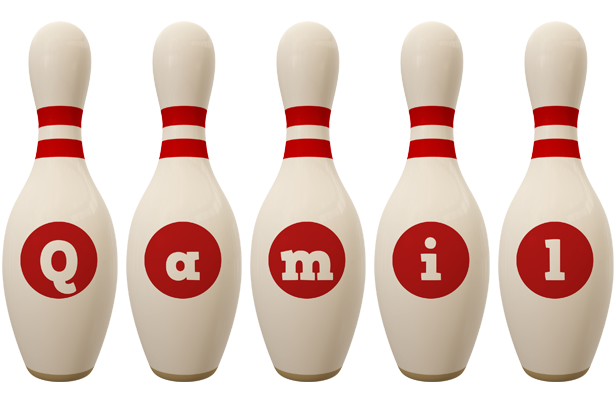 Qamil bowling-pin logo