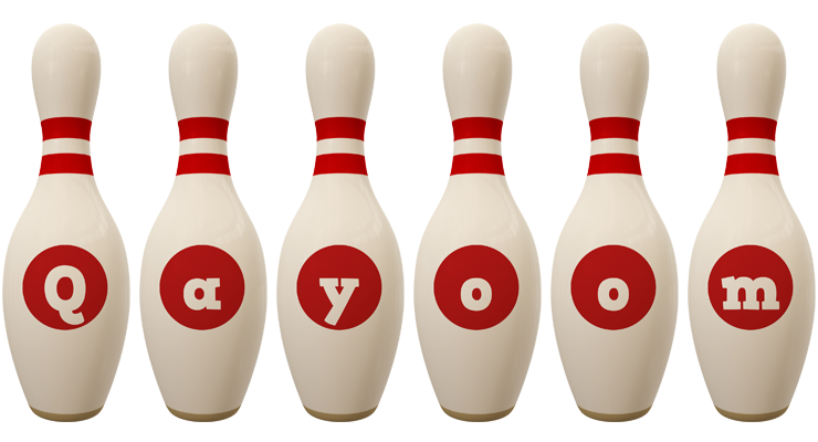 Qayoom bowling-pin logo
