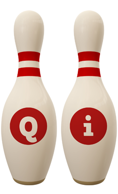 Qi bowling-pin logo