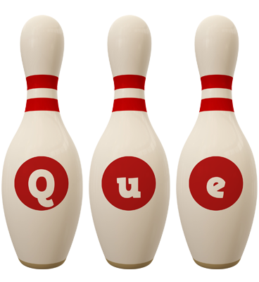 Que bowling-pin logo