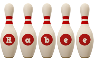 Rabee bowling-pin logo