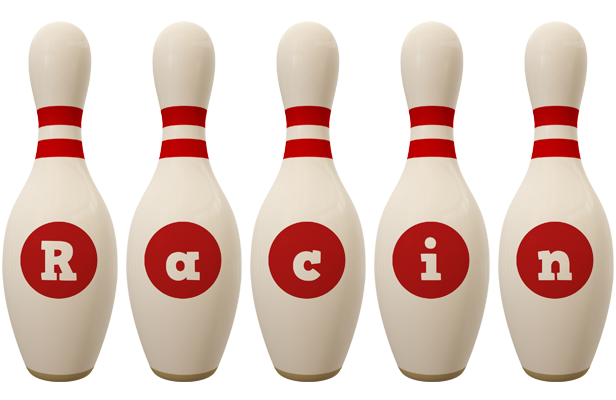 Racin bowling-pin logo