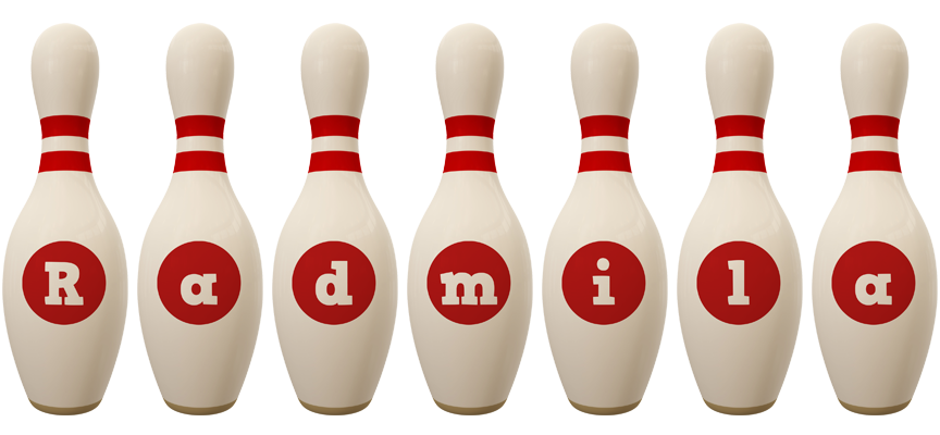 Radmila bowling-pin logo