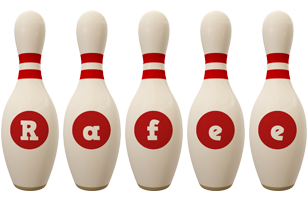 Rafee bowling-pin logo