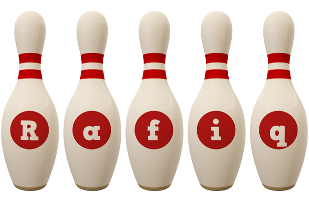 Rafiq bowling-pin logo