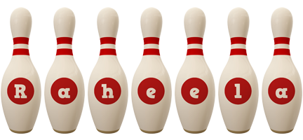 Raheela bowling-pin logo