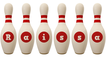 Raissa bowling-pin logo