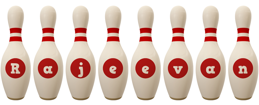 Rajeevan bowling-pin logo