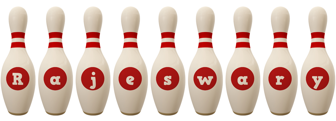 Rajeswary bowling-pin logo