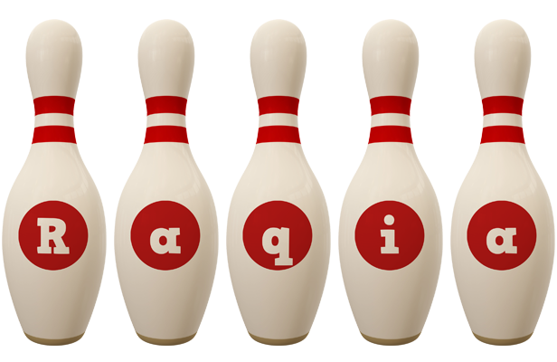Raqia bowling-pin logo