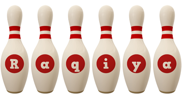 Raqiya bowling-pin logo