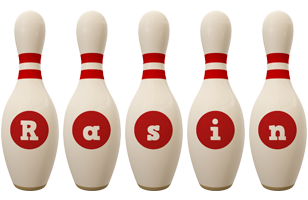 Rasin bowling-pin logo