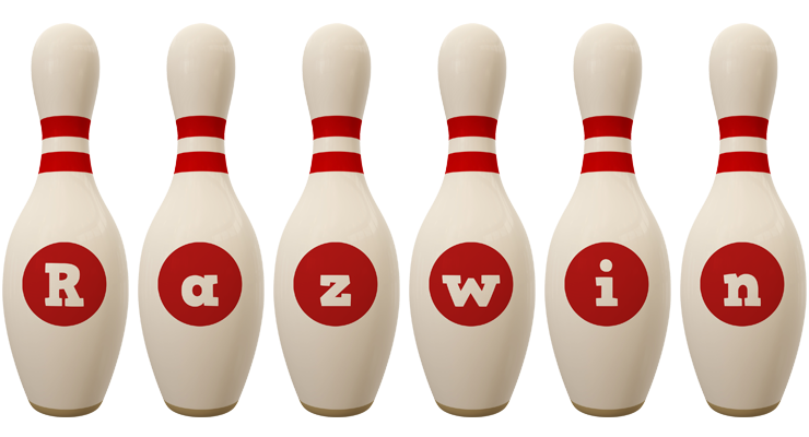 Razwin bowling-pin logo