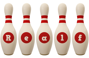 Realf bowling-pin logo