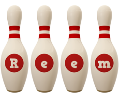 Reem bowling-pin logo