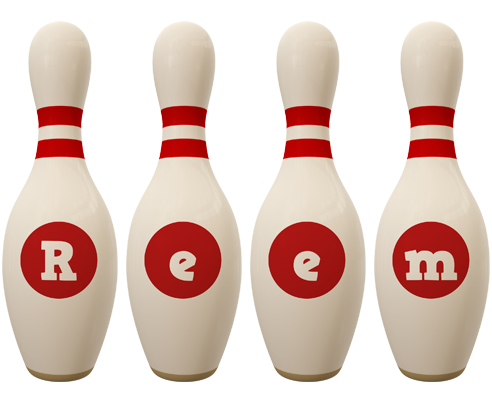 Reem bowling-pin logo
