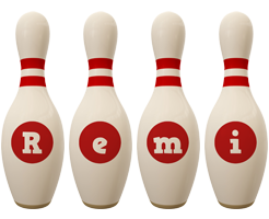 Remi bowling-pin logo