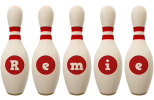 Remie bowling-pin logo