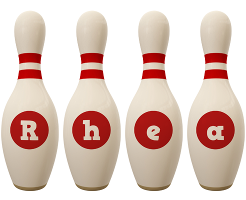 Rhea bowling-pin logo