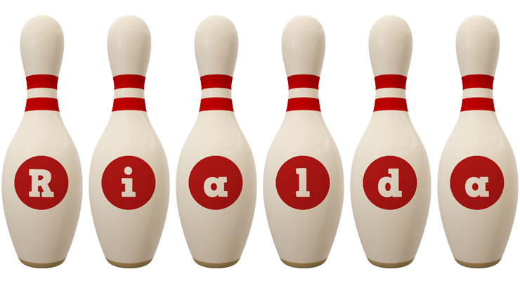 Rialda bowling-pin logo