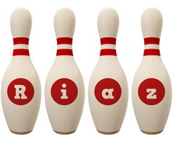 Riaz bowling-pin logo