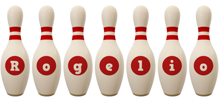 Rogelio bowling-pin logo