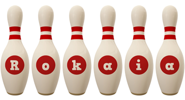 Rokaia bowling-pin logo