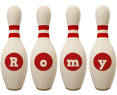 Romy bowling-pin logo