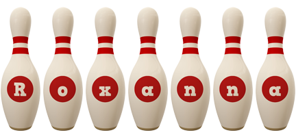 Roxanna bowling-pin logo