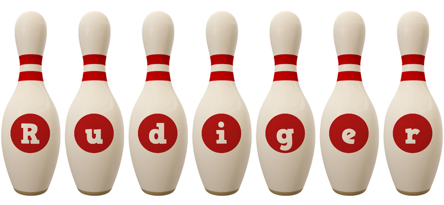 Rudiger bowling-pin logo