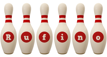 Rufino bowling-pin logo